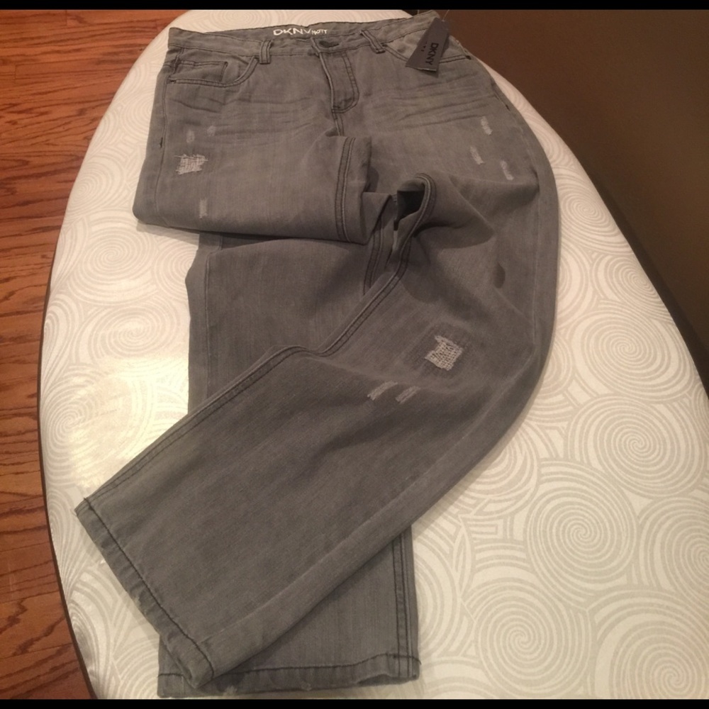 NWT DKNY Grey Frayed Jeans